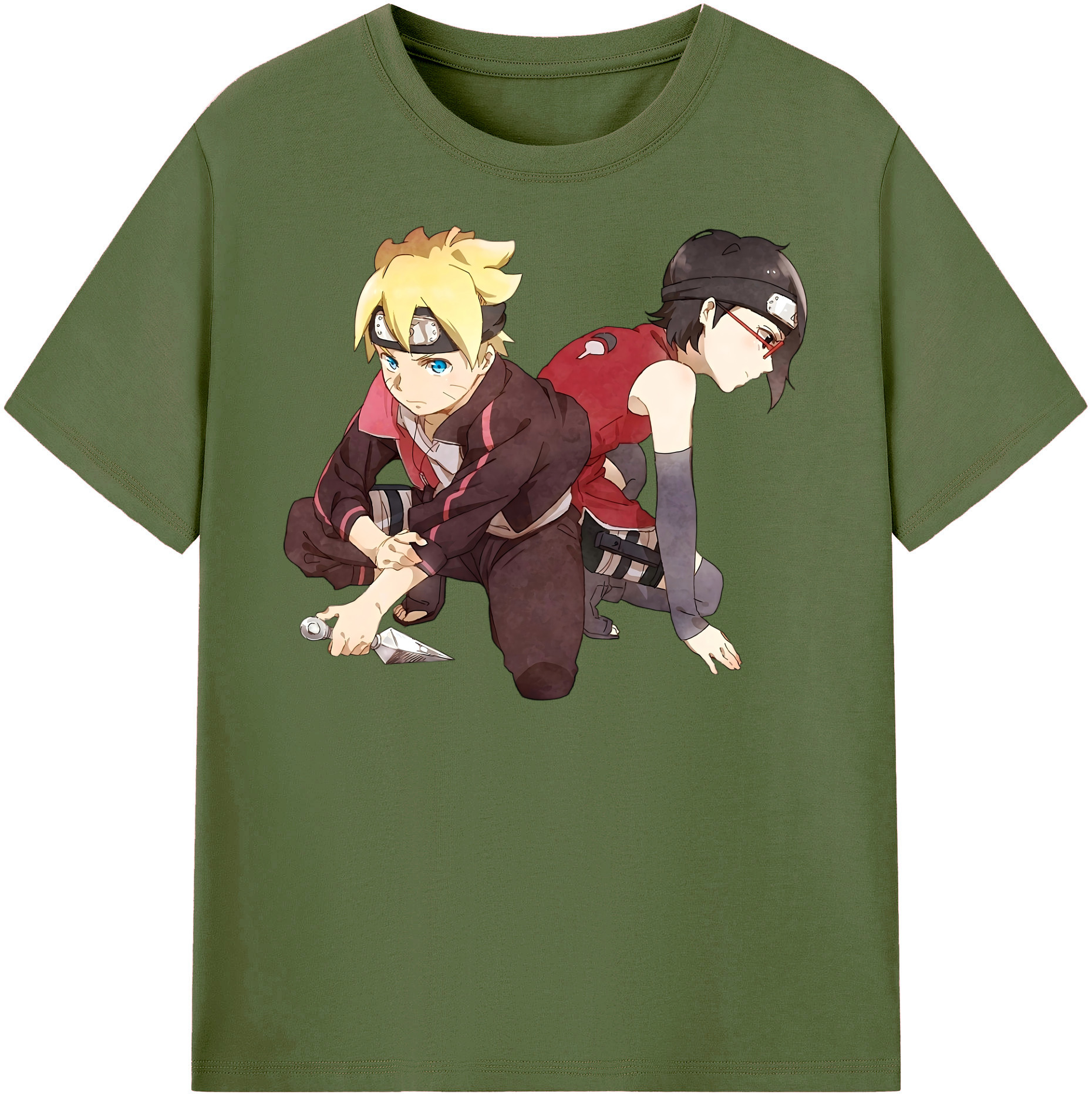 （画像用） NARUTO -ナルト- うちは サラダ Uchiha Sarada 綿100％半袖Tシャツ（フロントプリント）